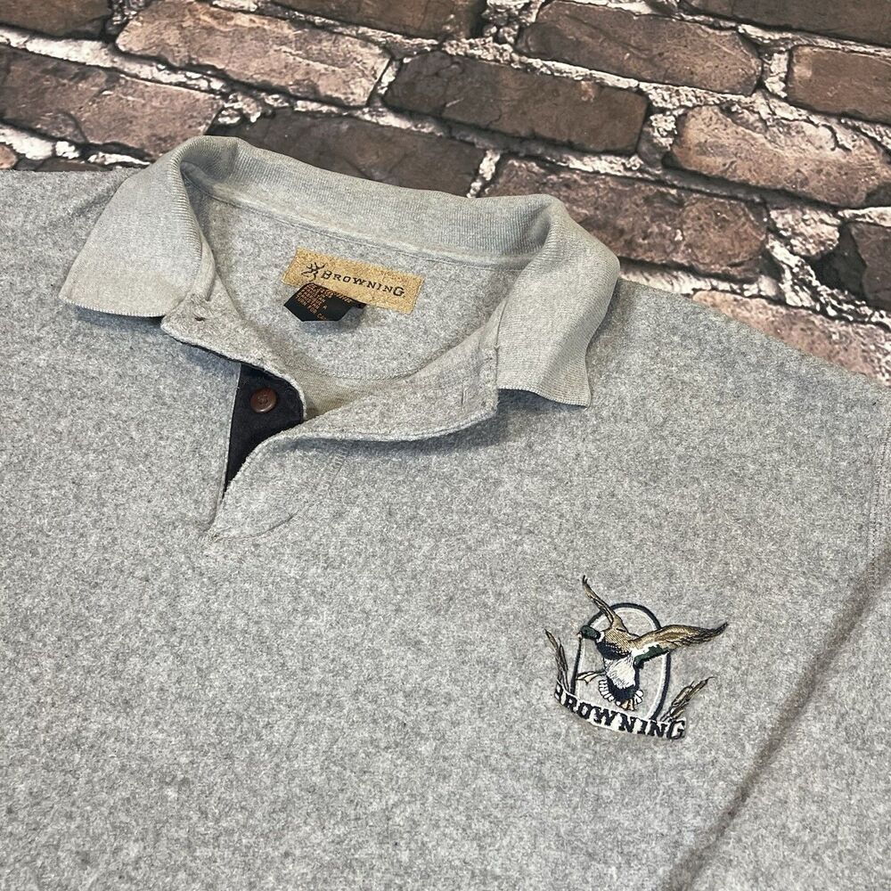 Vintage Browning Polo Fleece Sweatshirt Men’s XL Duck Hunting Mallard Sweater